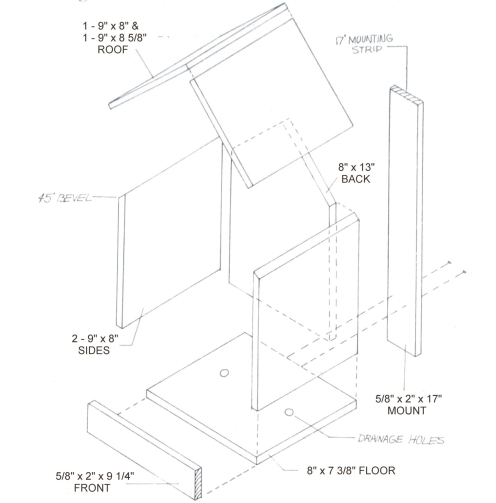 Birdhouse and Nest Box Plans for Several Bird Species 