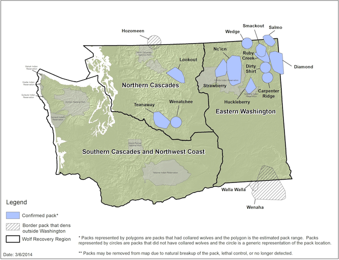 Washington State Wolf Pack Map